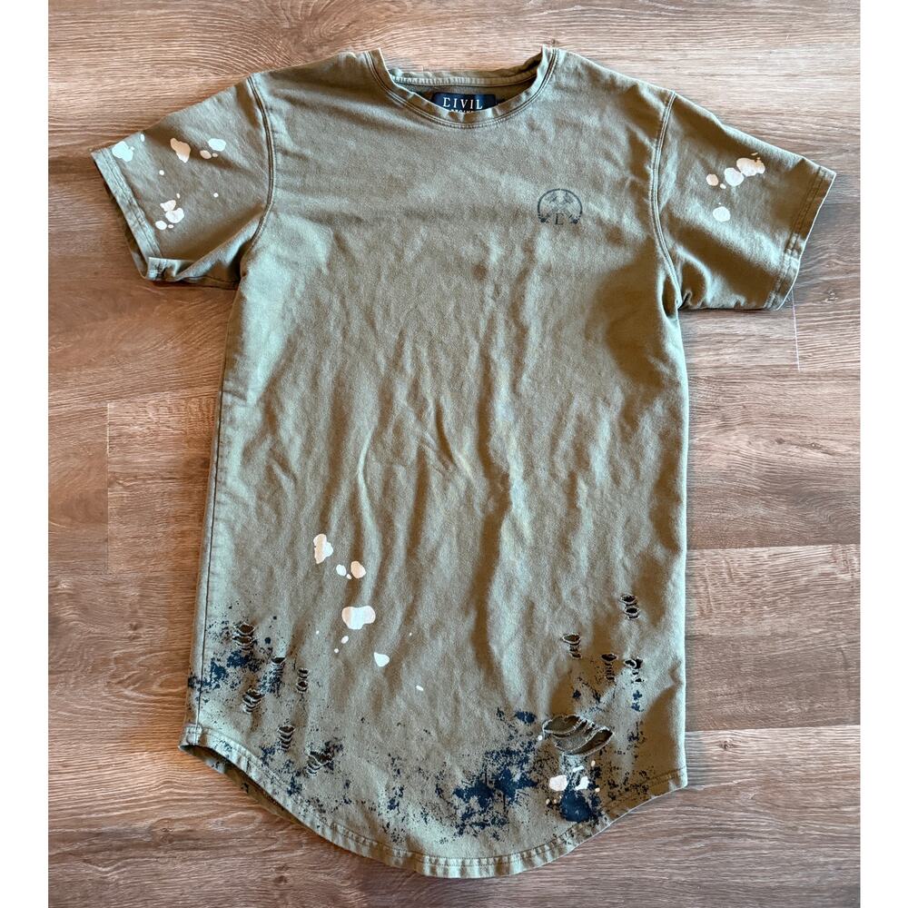 Civil Regime “Through Hell & Back” Distressed Graphic Tee – Olive – Men’s M